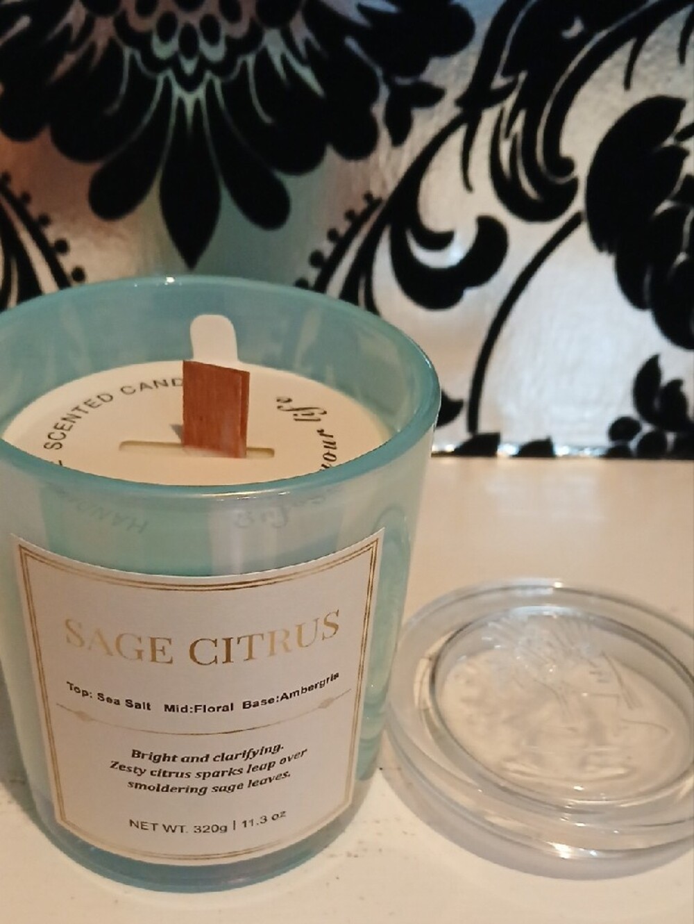 Sage Citrus Wooden Wick Candle W/ Gift Box - Picture 2 of 4